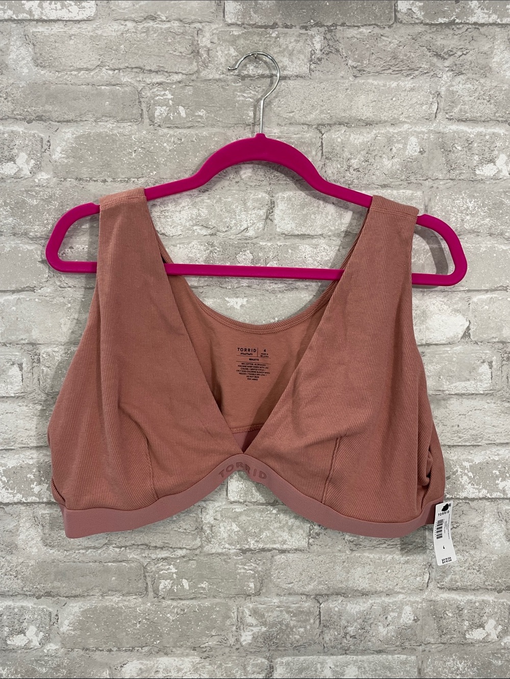Torrid Ash Rose Wireless Rib Plunge Bralette